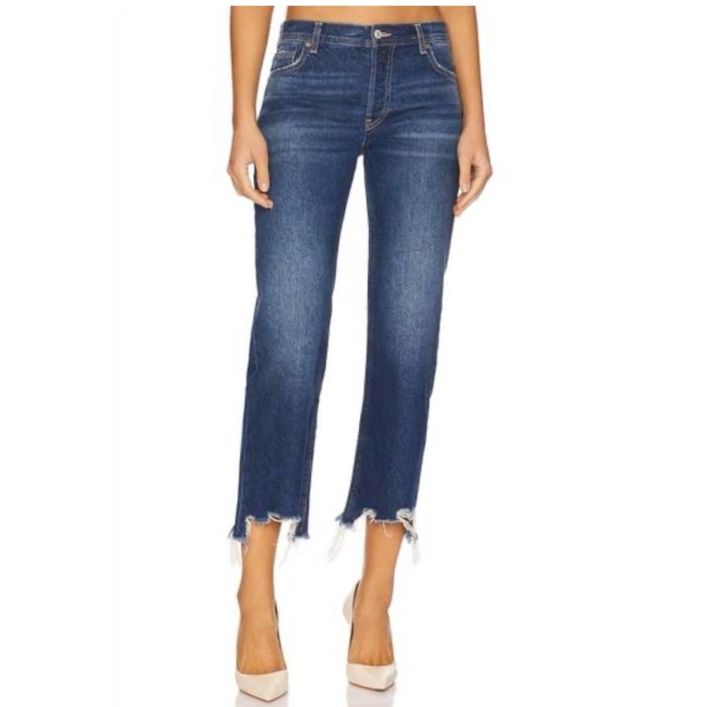 Free People Blue Jeans with Frayed Hem